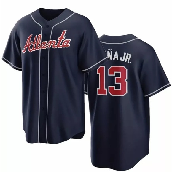 Acuña Jr. Men's Atlanta Braves # 13 Baseball Jersey, Retro Baseball Shirt Large - Picture 1 of 7